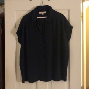 Loft Navy Chiffon Blouse